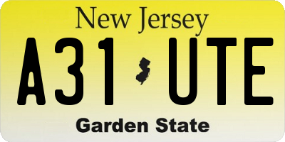 NJ license plate A31UTE