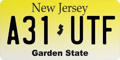 NJ license plate A31UTF