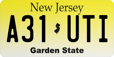 NJ license plate A31UTI