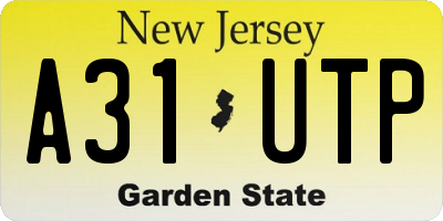 NJ license plate A31UTP