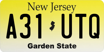 NJ license plate A31UTQ