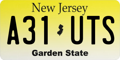 NJ license plate A31UTS