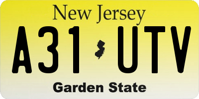 NJ license plate A31UTV