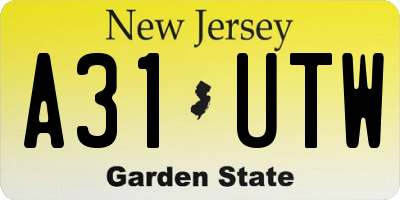 NJ license plate A31UTW