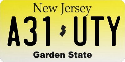 NJ license plate A31UTY