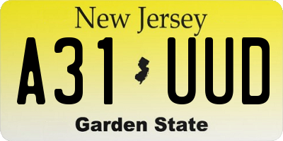 NJ license plate A31UUD