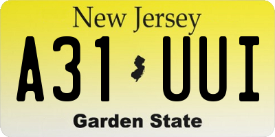 NJ license plate A31UUI