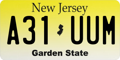 NJ license plate A31UUM