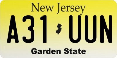 NJ license plate A31UUN