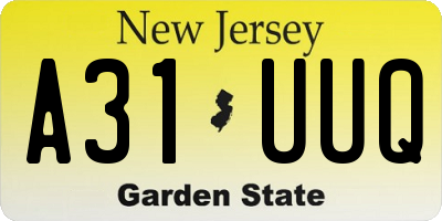 NJ license plate A31UUQ