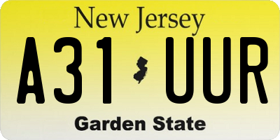 NJ license plate A31UUR