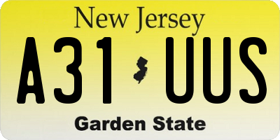 NJ license plate A31UUS