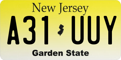 NJ license plate A31UUY