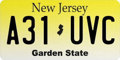NJ license plate A31UVC