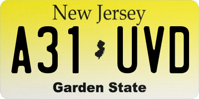 NJ license plate A31UVD