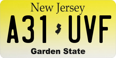NJ license plate A31UVF