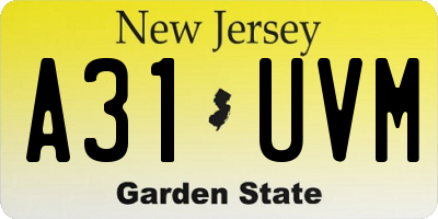 NJ license plate A31UVM