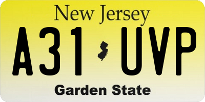 NJ license plate A31UVP