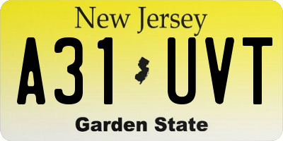 NJ license plate A31UVT