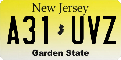 NJ license plate A31UVZ