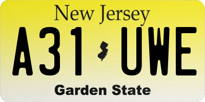 NJ license plate A31UWE