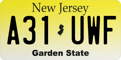 NJ license plate A31UWF