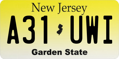 NJ license plate A31UWI