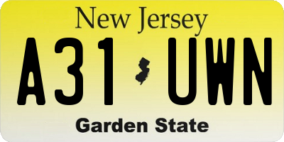 NJ license plate A31UWN