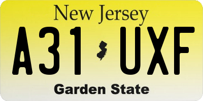 NJ license plate A31UXF