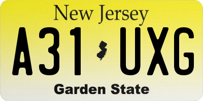 NJ license plate A31UXG