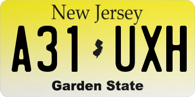 NJ license plate A31UXH