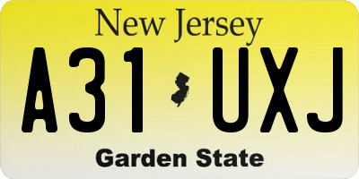 NJ license plate A31UXJ