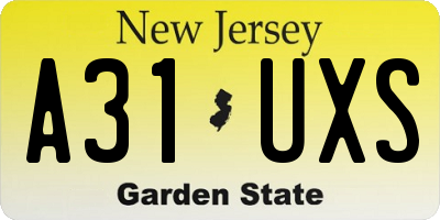 NJ license plate A31UXS