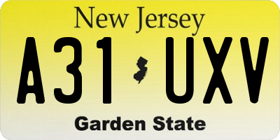 NJ license plate A31UXV