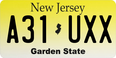 NJ license plate A31UXX
