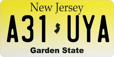 NJ license plate A31UYA