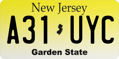 NJ license plate A31UYC