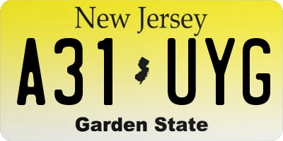 NJ license plate A31UYG