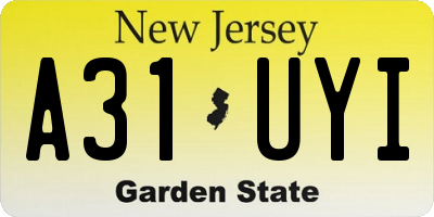 NJ license plate A31UYI
