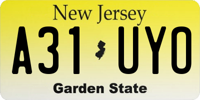 NJ license plate A31UYO