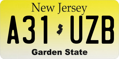 NJ license plate A31UZB