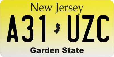 NJ license plate A31UZC