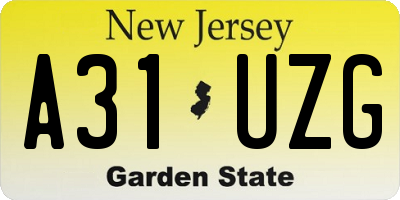 NJ license plate A31UZG
