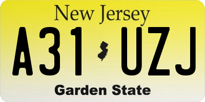 NJ license plate A31UZJ