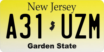 NJ license plate A31UZM