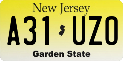 NJ license plate A31UZO