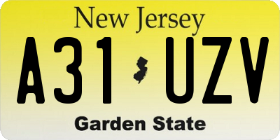 NJ license plate A31UZV