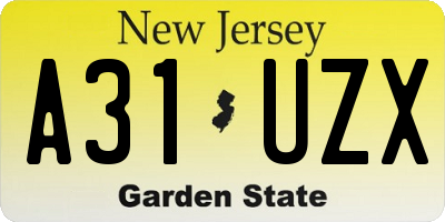 NJ license plate A31UZX