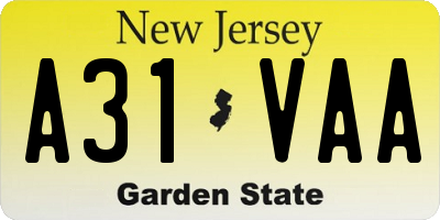 NJ license plate A31VAA