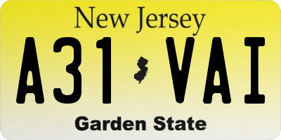 NJ license plate A31VAI